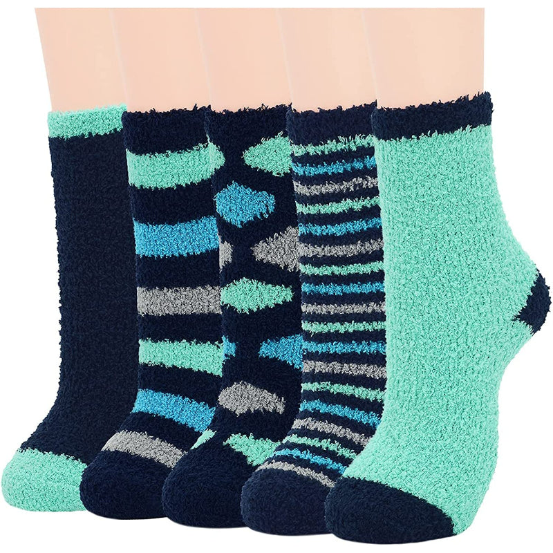 Pack Of 5 Womens Fuzzy Fluffy Cozy Warm Super Soft Slipper Socks Microfiber HomePack Of 5 Womens Fuzzy Fluffy Cozy Warm Super Soft Slipper Socks Microfiber Home - Image 5