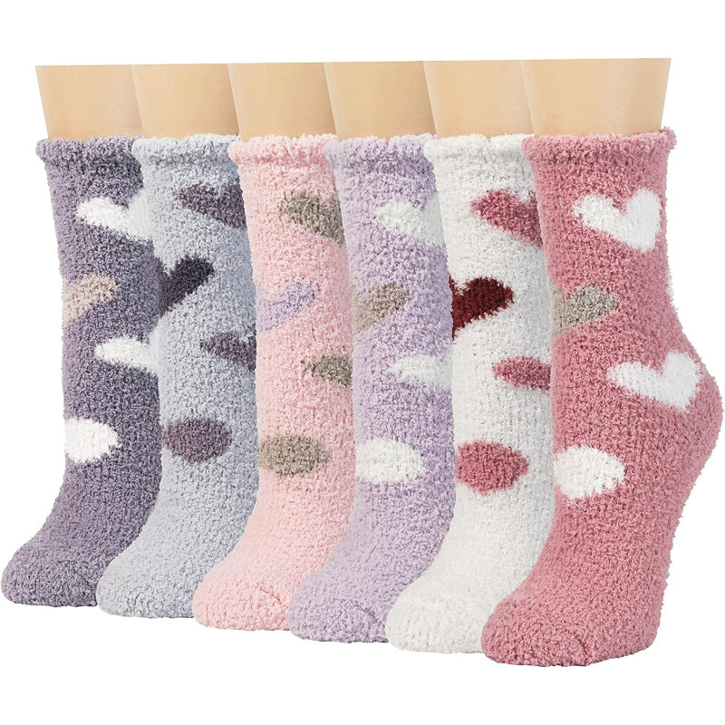 Pack Of 6 Slipper Socks Women - Colorful Warm Fuzzy Crew Socks CozyPack Of 6 Slipper Socks Women - Colorful Warm Fuzzy Crew Socks Cozy - Image 5