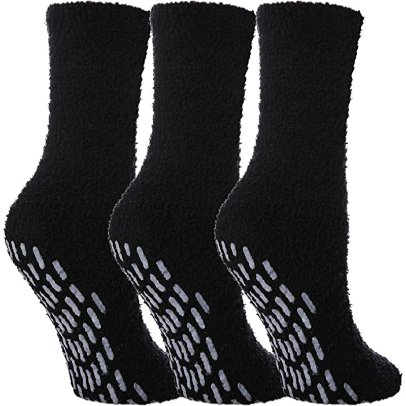Pack Of 3 Non Slip Socks for Women Winter Warm Cozy Fuzzy Slipper Socks Soft Fluffy Hospital Socks with GripsPack Of 3 Non Slip Socks for Women Winter Warm Cozy Fuzzy Slipper Socks Soft Fluffy Hospital Socks with Grips - Image 2