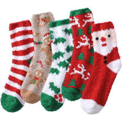 Pack Of 5 Fuzzy Socks for Women Fluffy Socks Cozy Warm Socks Slipper Socks Winter Socks for Women Soft Socks