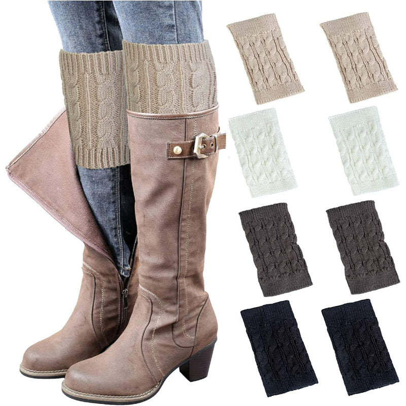 4 Pairs Womens Boot Socks Winter Warm Crochet Knitted Boot Cuffs Topper Socks Short Leg Warmers Gifts