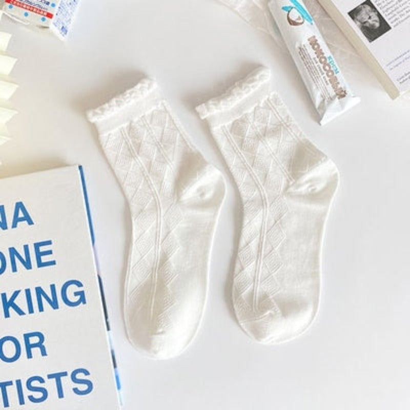 White Lace Bowknot Cotton Ankle Socks