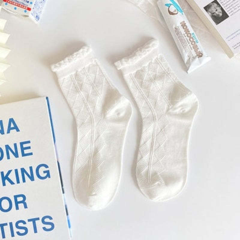 White Lace Bowknot Cotton Ankle Socks