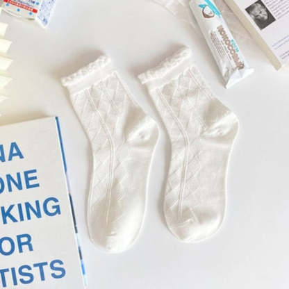 White Lace Bowknot Cotton Ankle Socks