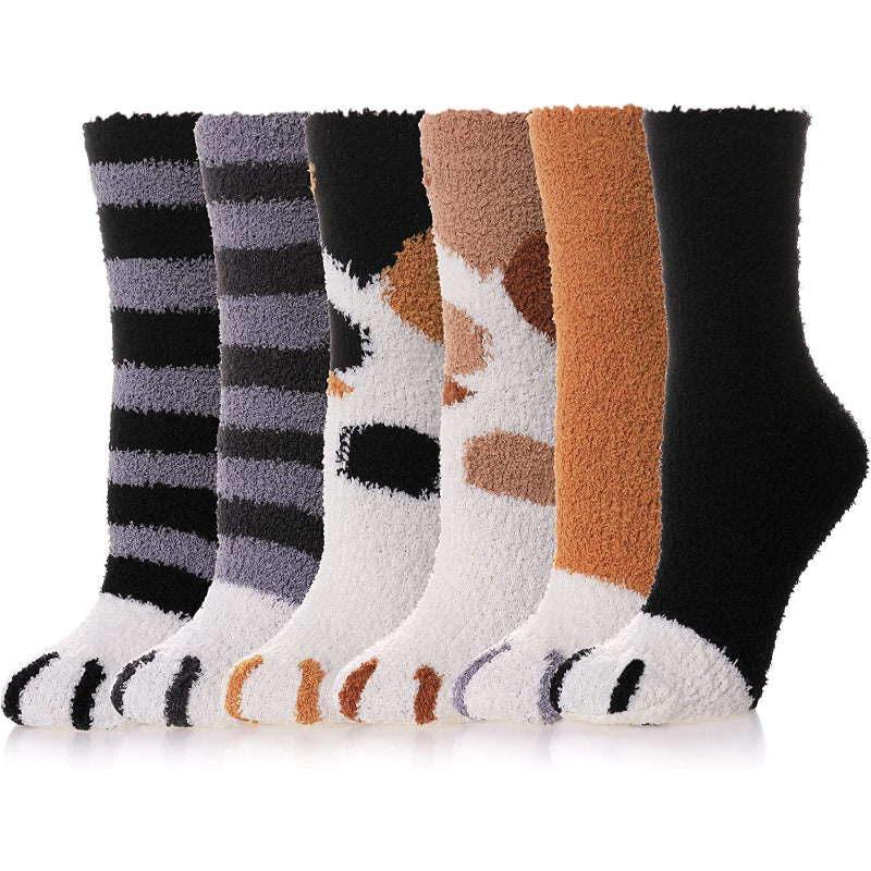 Pack Of 6 Womens Fuzzy Slipper Socks Animal Soft Warm Cute Microfiber Cozy Fluffy Winter Christmas SocksPack Of 6 Womens Fuzzy Slipper Socks Animal Soft Warm Cute Microfiber Cozy Fluffy Winter Christmas Socks - Image 3