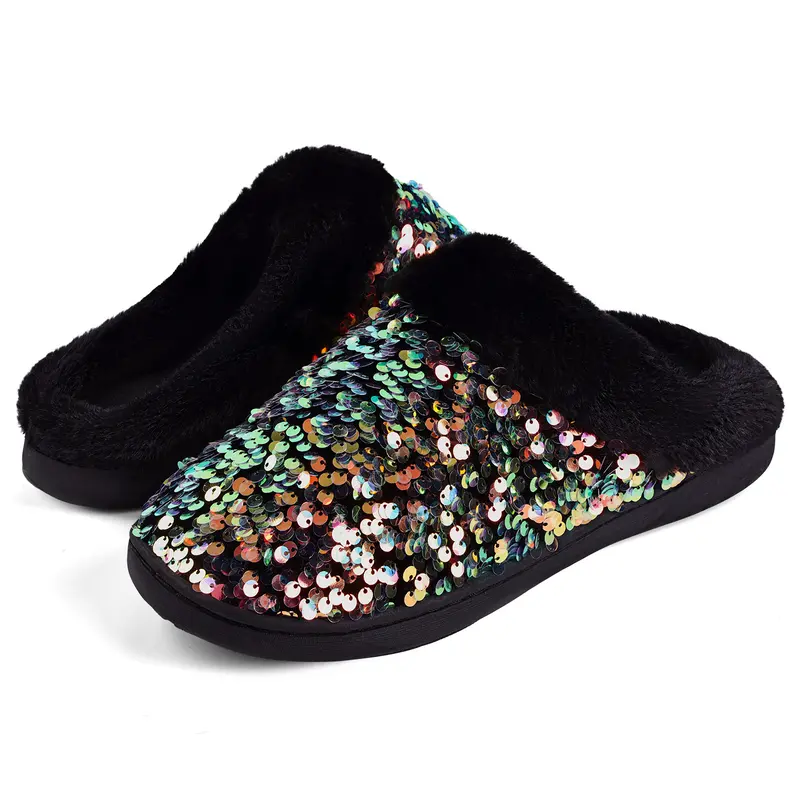 Fuzzy House Slippers With Plush Lining and Anti Skid Sole For Women