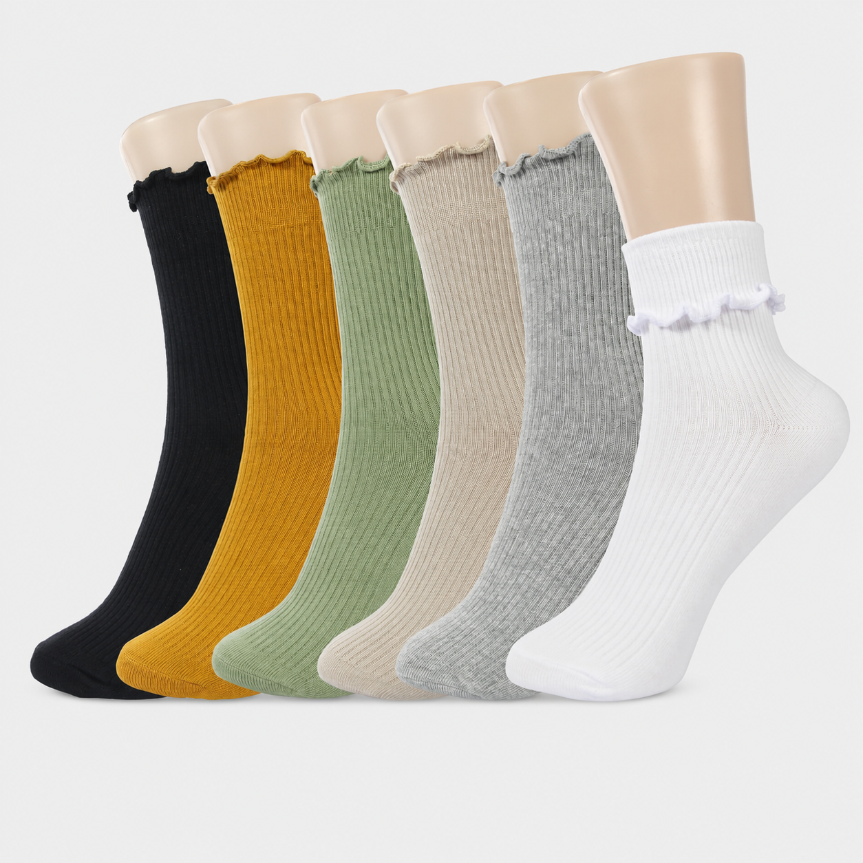 Ruffle Athletic Lightweight Crew Socks For Women
