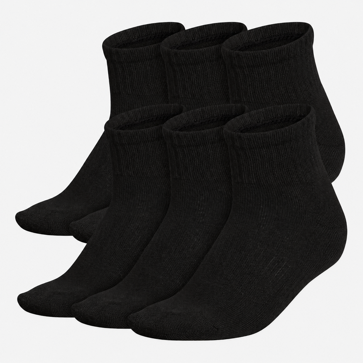 6 Pack Athletic Quarter Socks With Cushion Comfort 