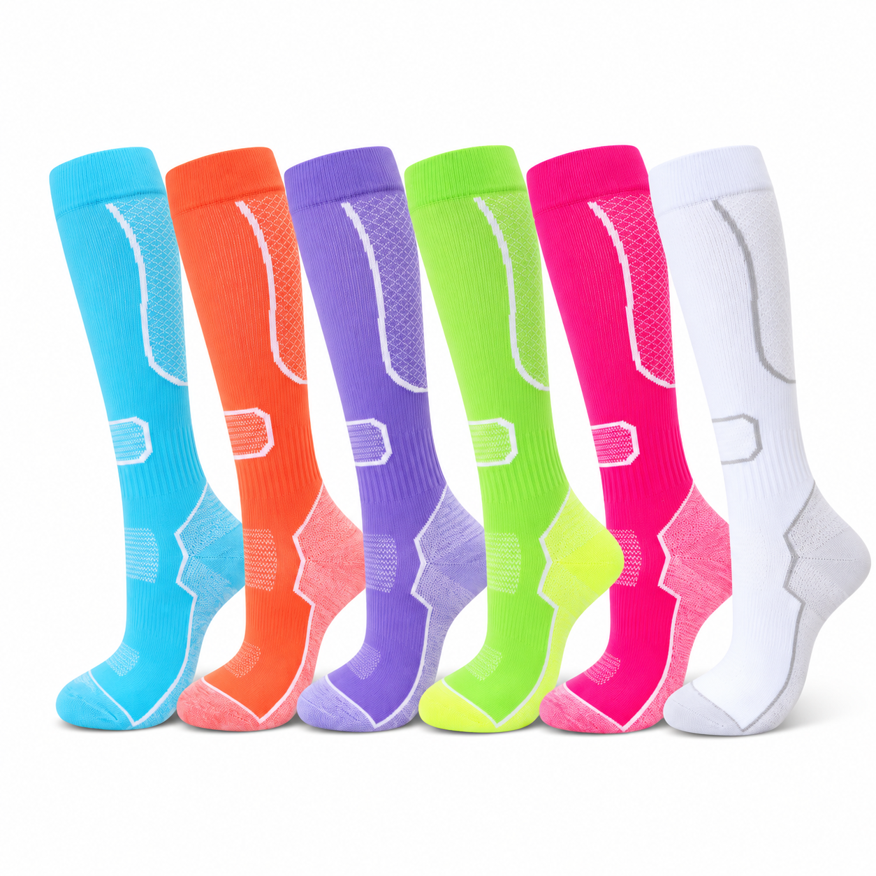 Pack of 6 High Compression Support Socks For Men And Women