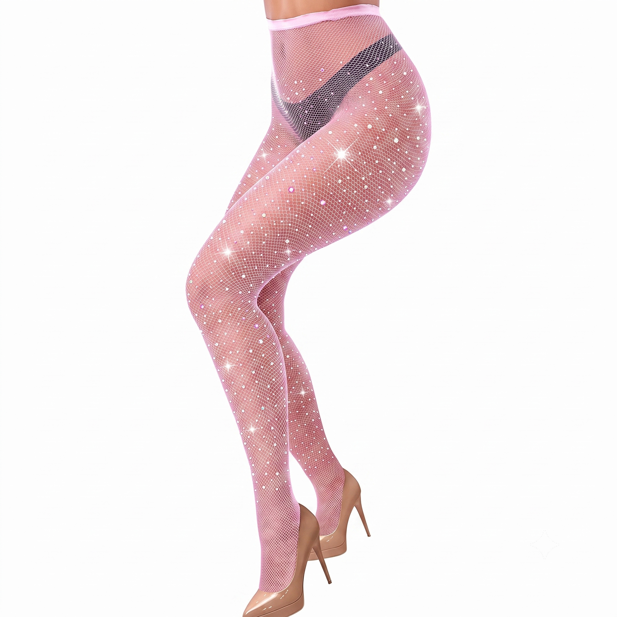 Rhinestone Fishnet Tights Sparkly Mesh Pantyhose