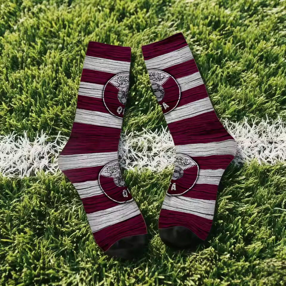 Unisex Qatar Football Fan Seamless Printed Crew Sock