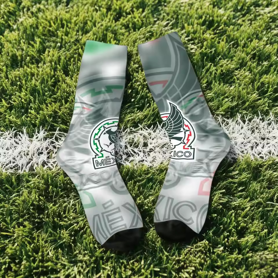 Unisex Mexico Football Fan Seamless Printed Crew Socks
