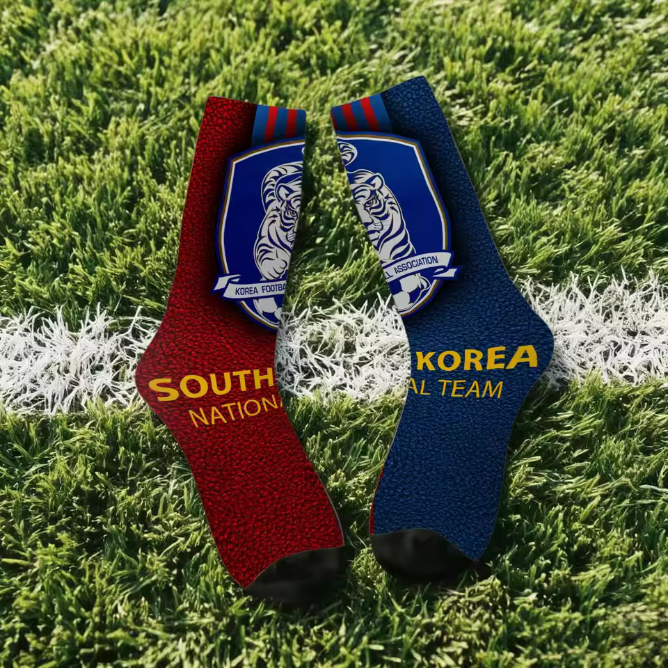 Unisex South Korea Football Fan Seamless Printed Crew Sock