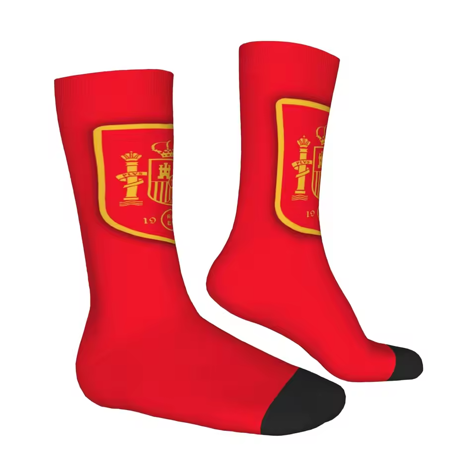 Unisex Spain Football Fan Seamless Printed Crew Socks