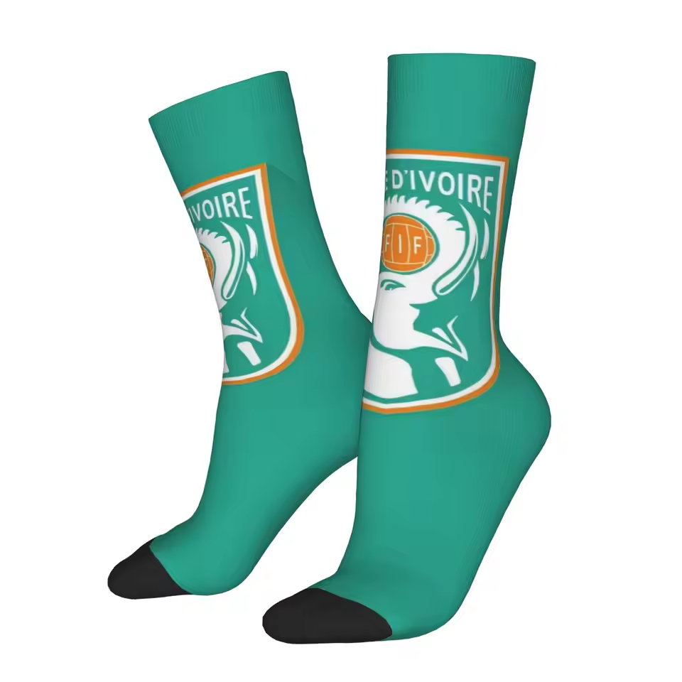 Unisex Côte d'Ivoire Football Fan Seamless Printed Crew Sock