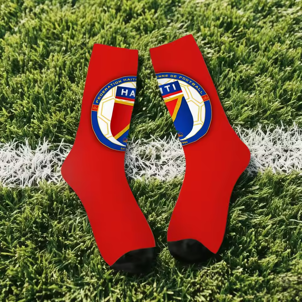 Unisex Haiti Football Fan Seamless Printed Crew Sock