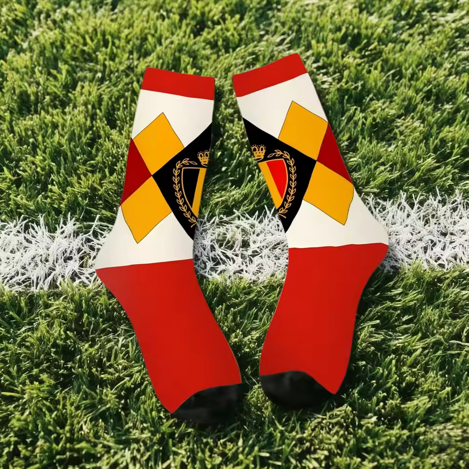 Unisex Belgium Football Fan Seamless Printed Crew Socks