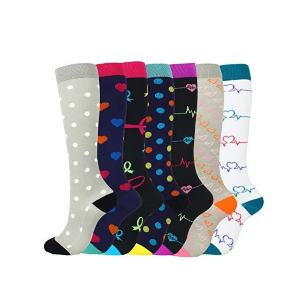 Black Prints Compression Stocking for Women| 7 Pairs- Stylish & Supportive Legwear