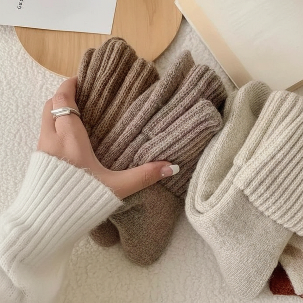 5 Pair Of Mid Casual Calf Knit Socks For Women