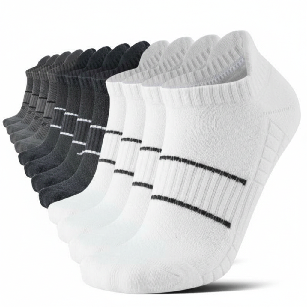 12 Pair Of Moisture Control Athletic Socks Pack With Cushion Support