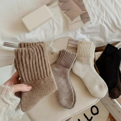 5 Pair Of Mid Casual Calf Knit Socks For Women