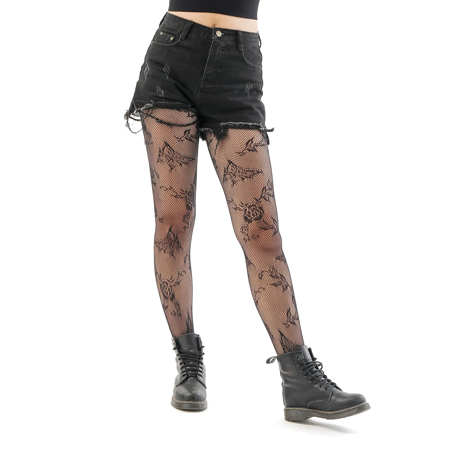 High Rise Suspender Stockings Fishnet Tights For Women