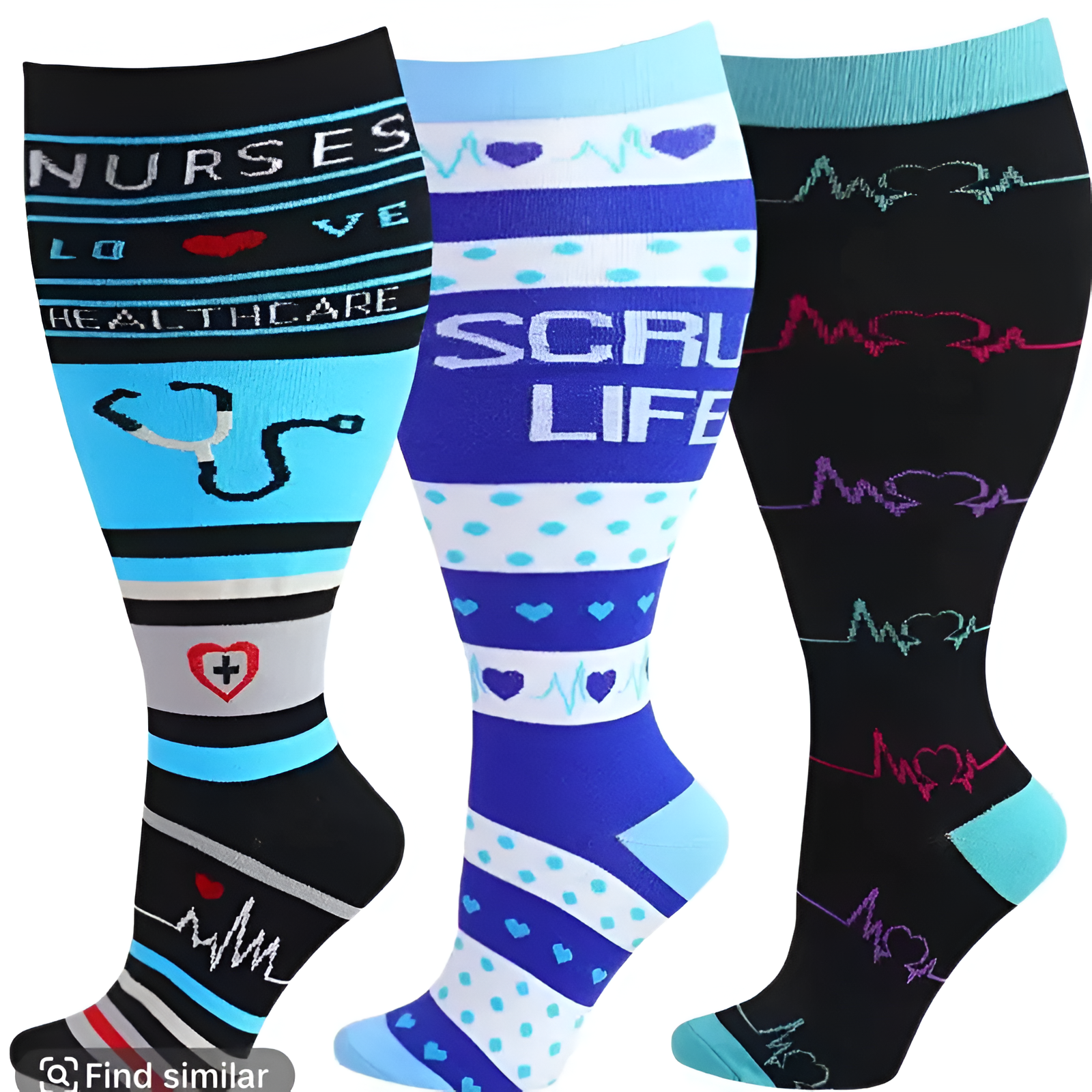  3 Packs Plus Size Compression Knee High Sports Socks for Women and Men Wide Calf Stockings Breathable