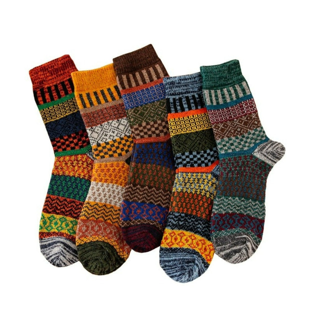 Thicken Warm Wool Retro Style Socks Set