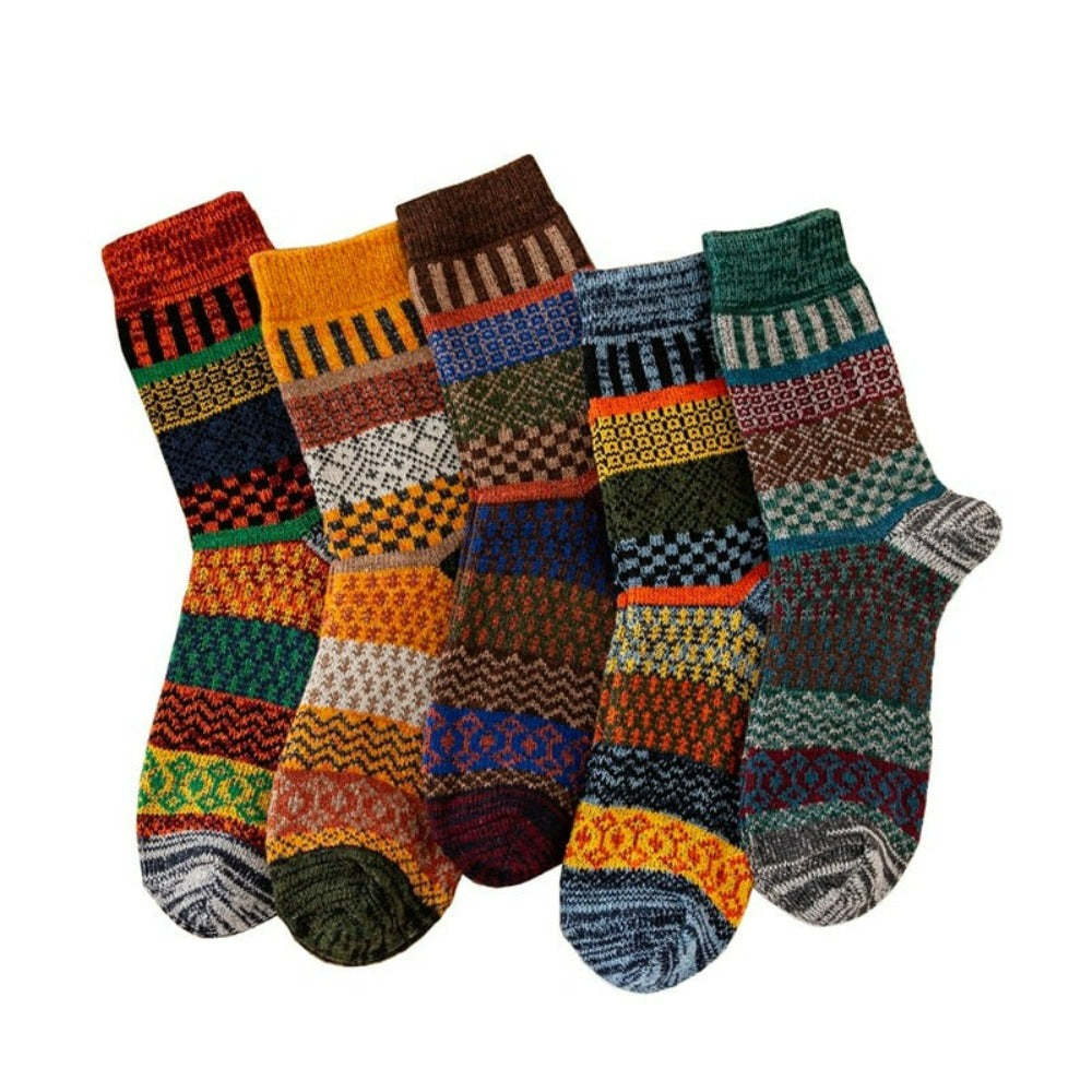 Thicken Warm Wool Retro Style Socks Set