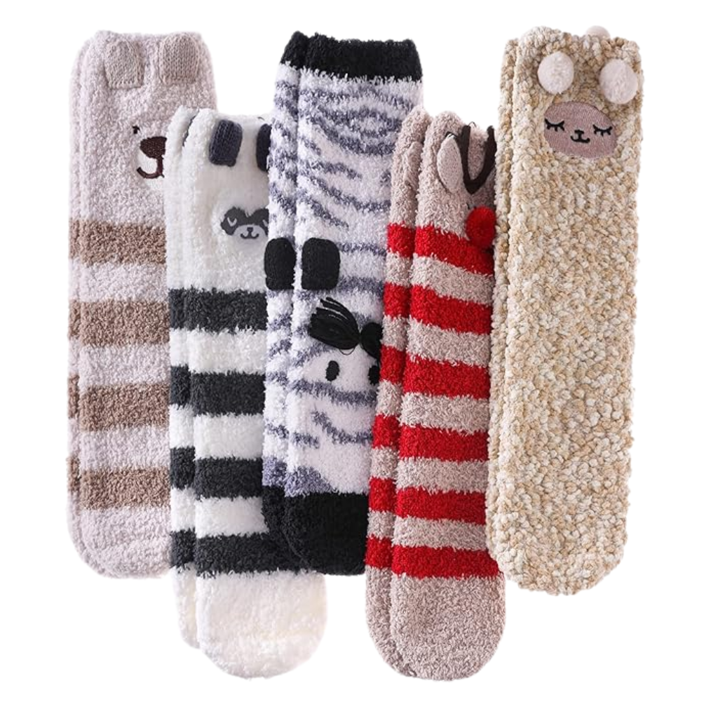 Microfiber Blend Patterned Crew Style Slipper Socks