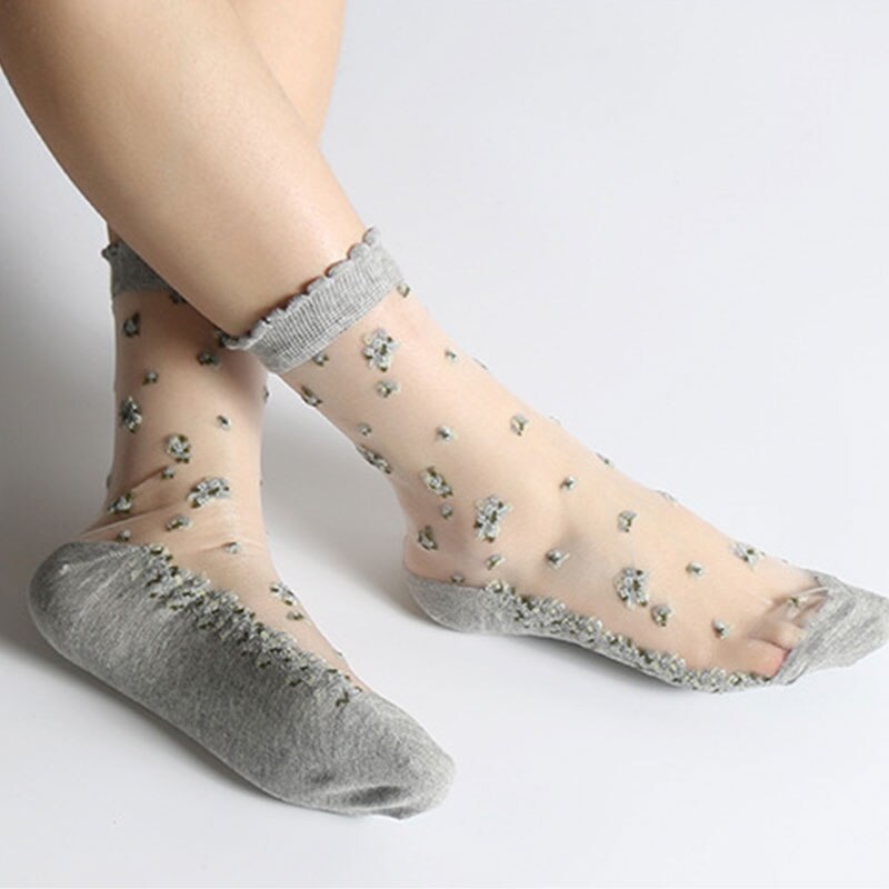 Breathable Flower Print Socks