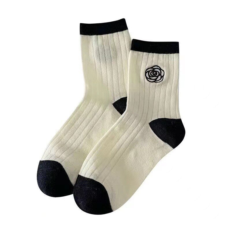 Camellia Flower Cotton Women's Socks