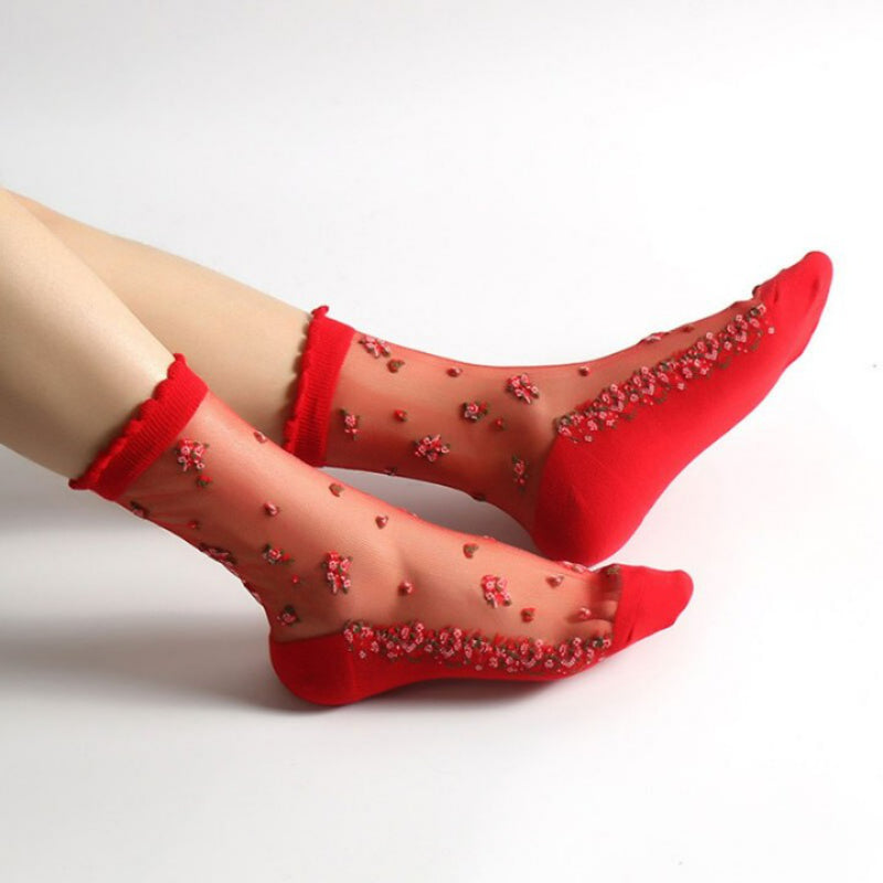 Breathable Flower Print SocksBreathable Flower Print Socks - Image 5