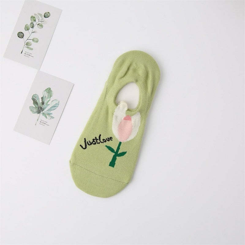 Short Ankle Flower Designed Socks