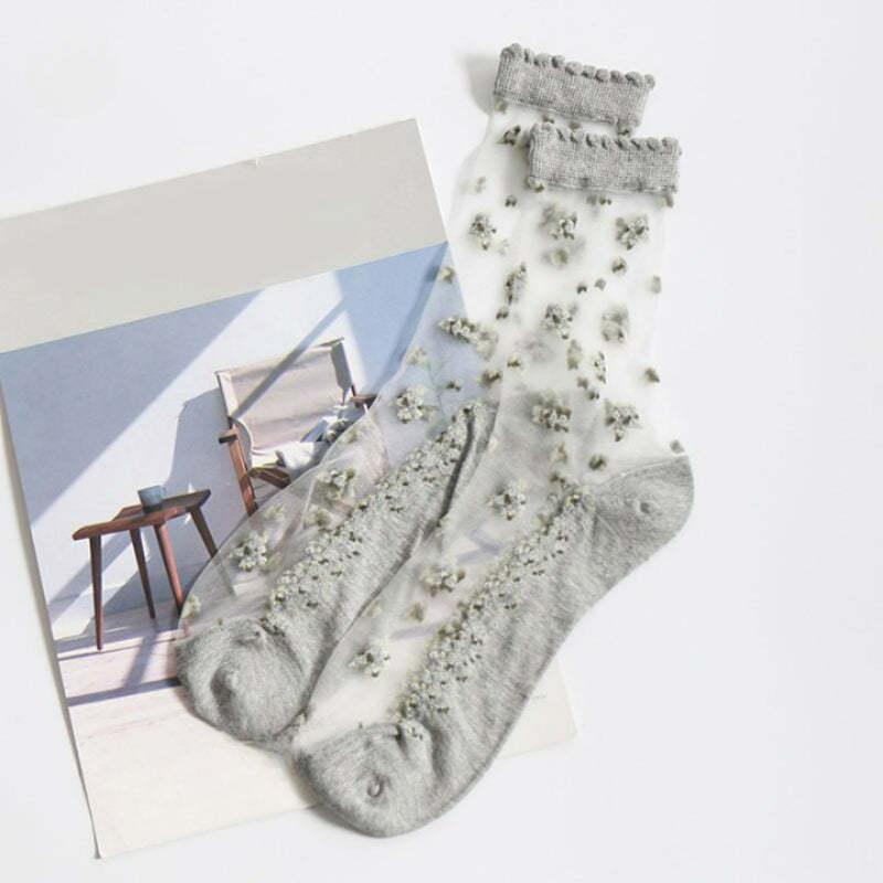 Breathable Flower Print Socks