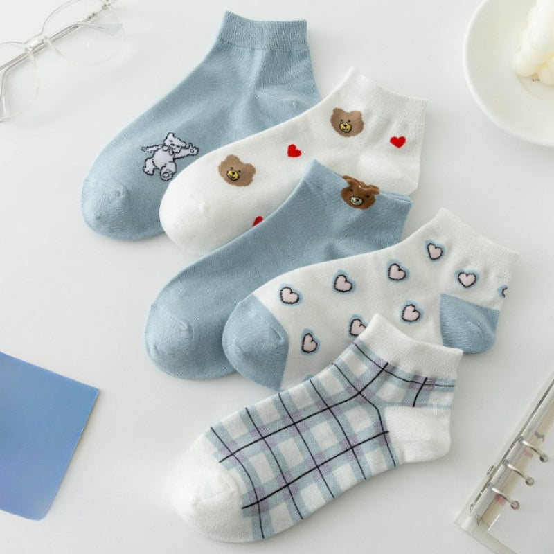 Bear Printed Low Cut Breathable Socks