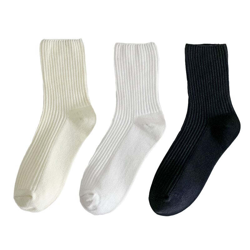 Simple Solid Color Cotton Socks