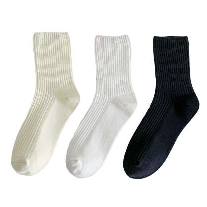 Simple Solid Color Cotton Socks