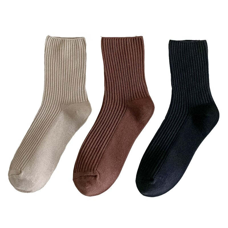 Simple Solid Color Cotton Socks