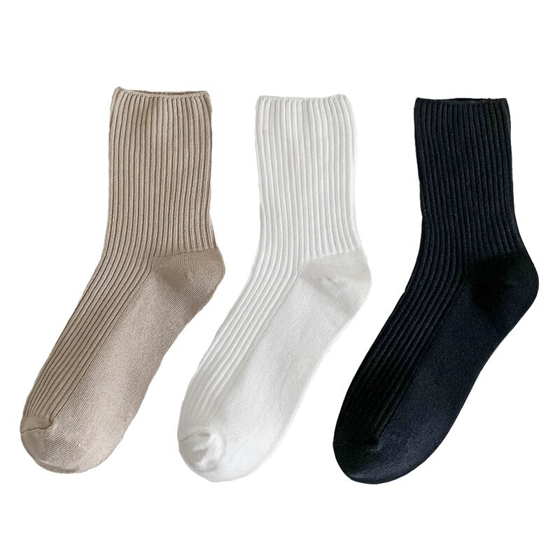 Simple Solid Color Cotton Socks