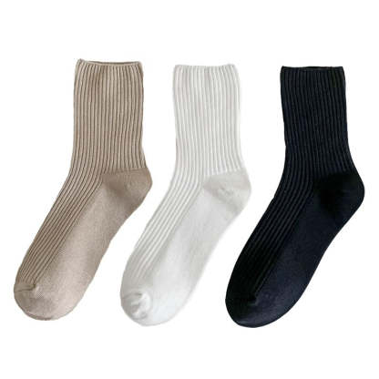 Simple Solid Color Cotton Socks