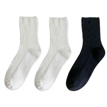Simple Solid Color Cotton Socks