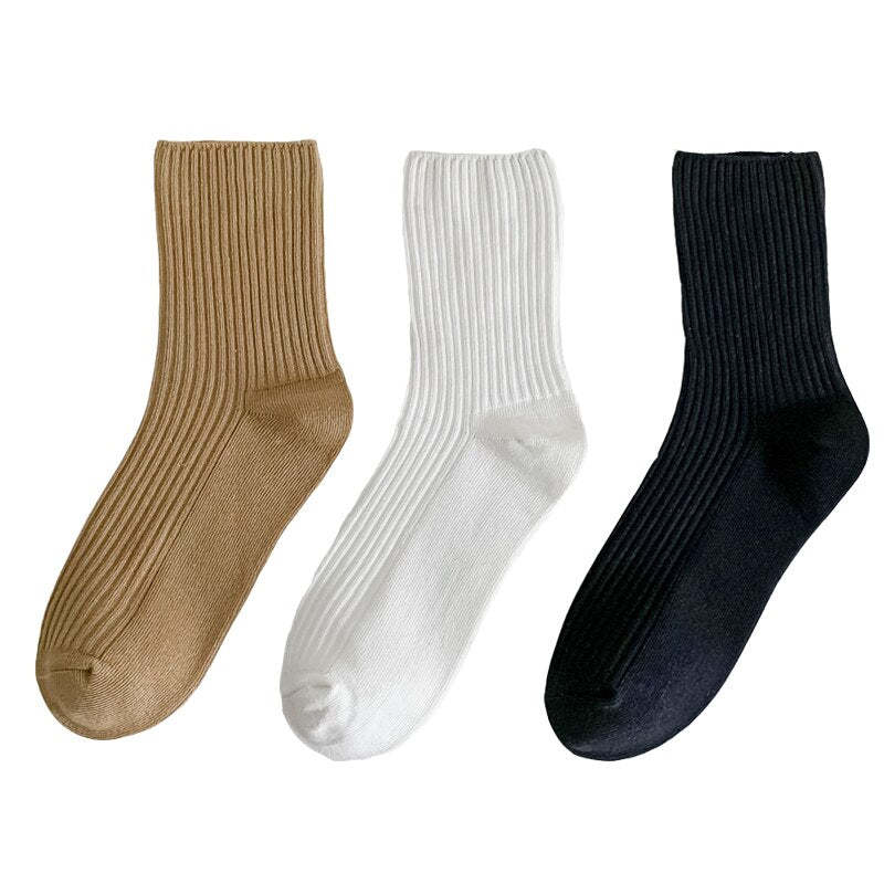 Simple Solid Color Cotton Socks