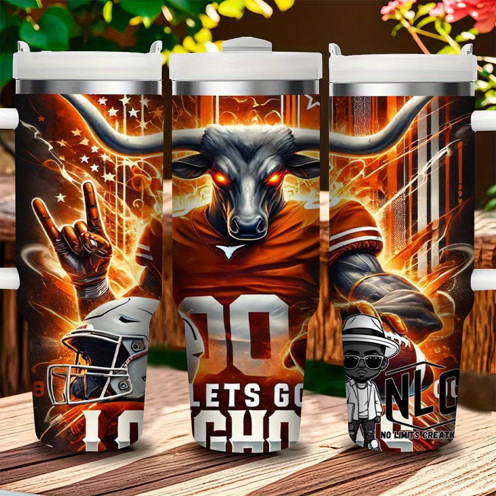 40oz Texas-Themed Stainless Steel Tumbler with Straw