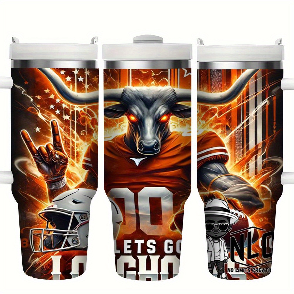 40oz Texas-Themed Stainless Steel Tumbler with Straw40oz Texas-Themed Stainless Steel Tumbler with Straw - Image 2