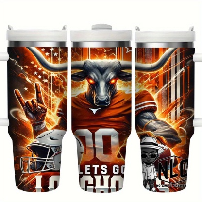 40oz Texas-Themed Stainless Steel Tumbler with Straw