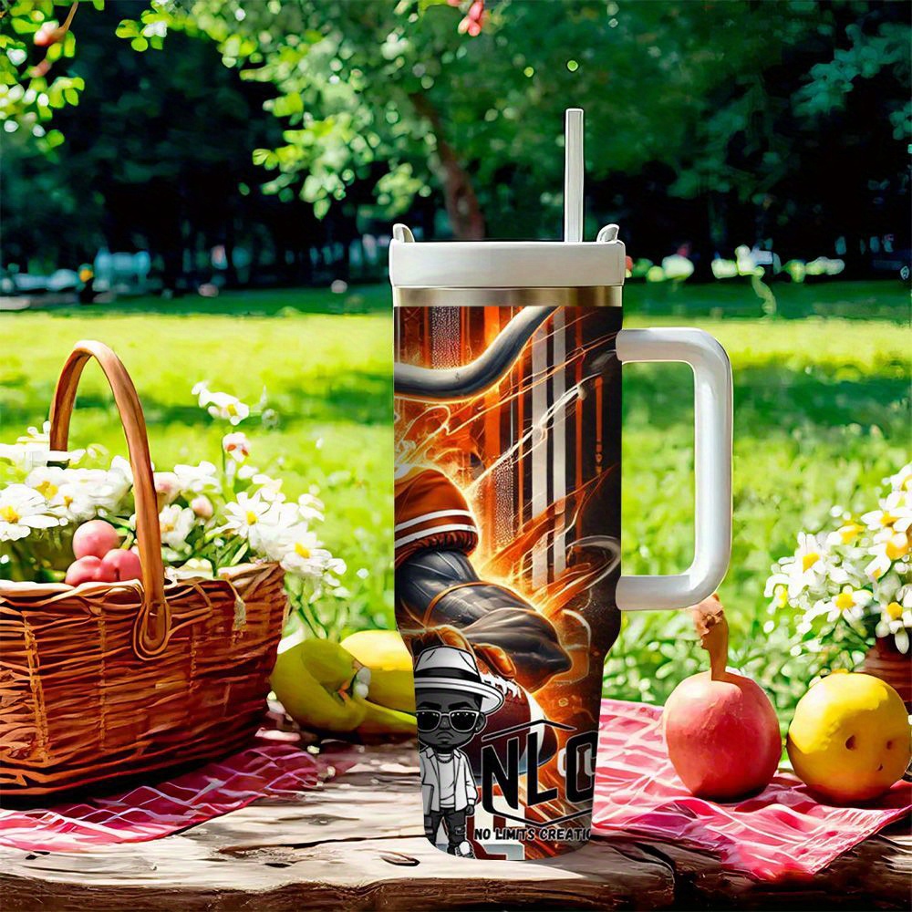40oz Texas-Themed Stainless Steel Tumbler with Straw