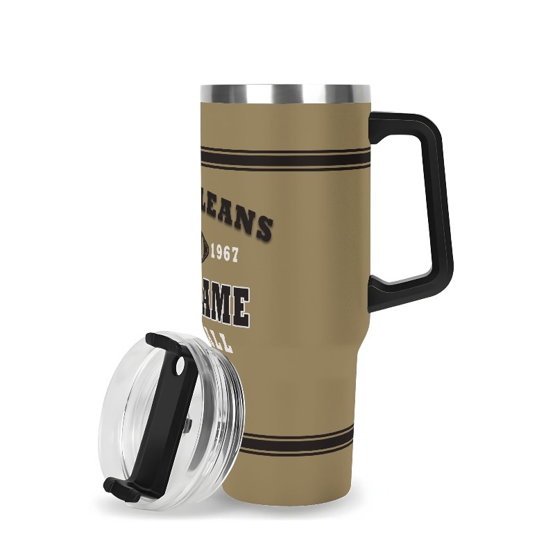 Custom 40oz New Orleans City Theme Stainless Steel Insulated Tumbler with Lid and StrawNew Orleans Saints Themed 40oz  Insulated Travel Tumbler - Image 2