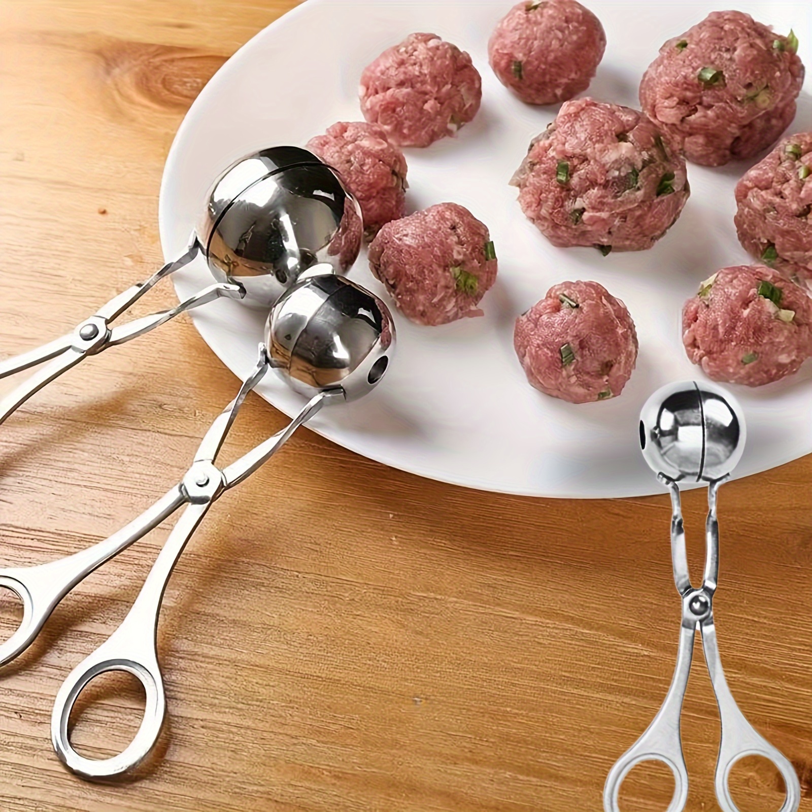 1pc Stainless Steel Meat Ballers with Anti-Slip Handles None-Stick Meat Baller TongsStainless Steel Meatball Maker Tongs With Non Slip Handles  - Image 5