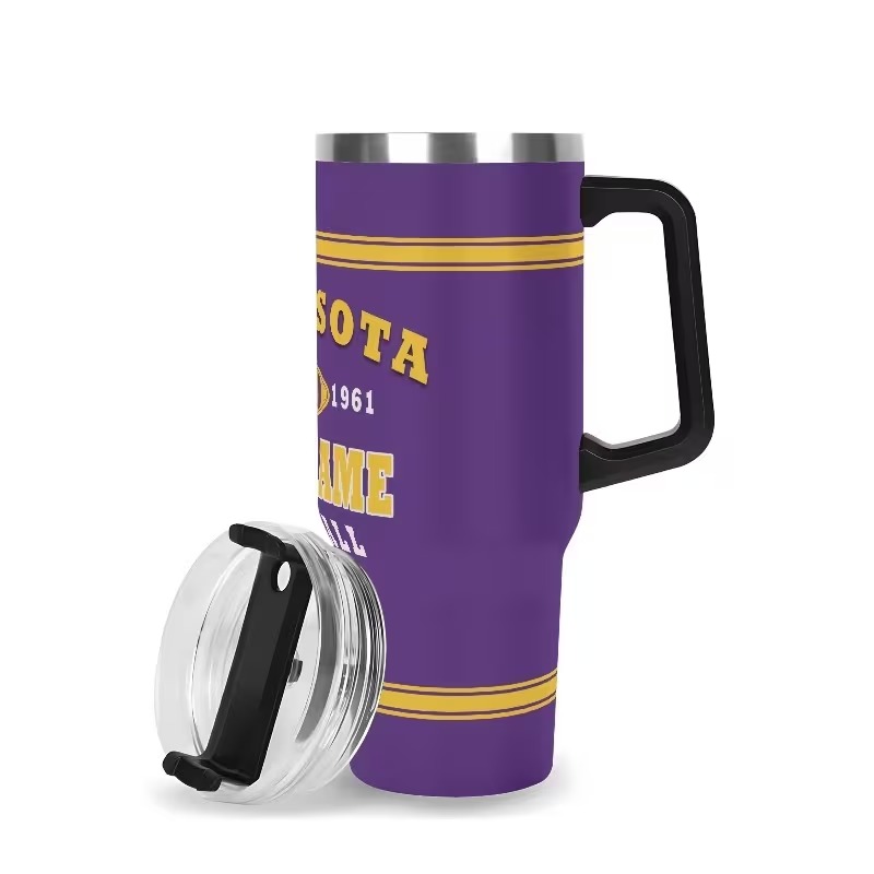 Personalized Name Customized 40oz Minnesota City Theme Stainless Steel Insulated CupCustom 40oz Minnesota Vikings Insulated Travel Mug With Handle - Image 3